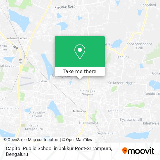 Capitol Public School in Jakkur Post-Srirampura map