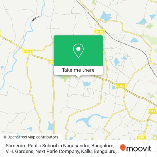 Shreeram Public School in Nagasandra, Bangalore, V.H. Gardens, Next Parle Company, Kallu, Bengaluru map