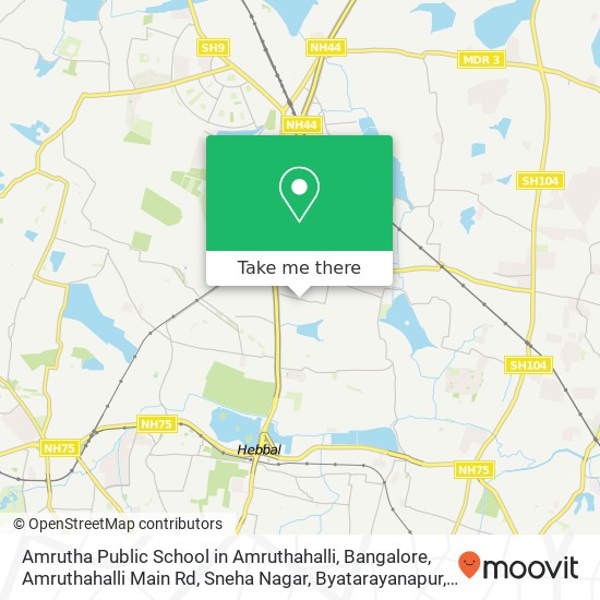 Amrutha Public School in Amruthahalli, Bangalore, Amruthahalli Main Rd, Sneha Nagar, Byatarayanapur map