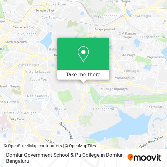 Domlur Government School & Pu College in Domlur map