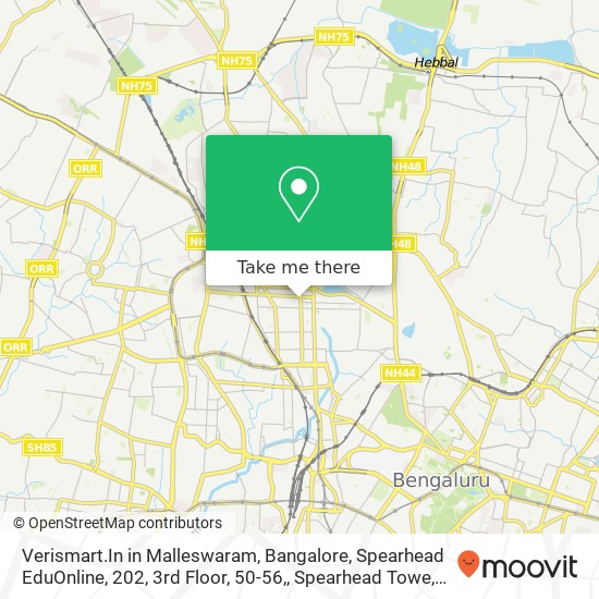 Verismart.In in Malleswaram, Bangalore, Spearhead EduOnline, 202, 3rd Floor, 50-56,, Spearhead Towe map
