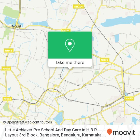 Little Achiever Pre School And Day Care in H B R Layout 3rd Block, Bangalore, Bengaluru, Karnataka map