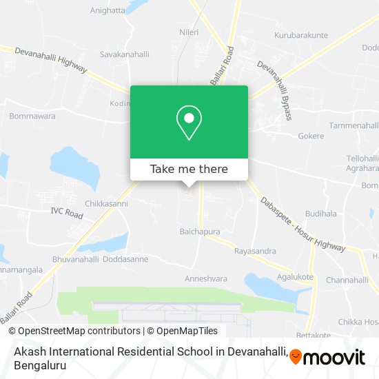 Akash International Residential School in Devanahalli map