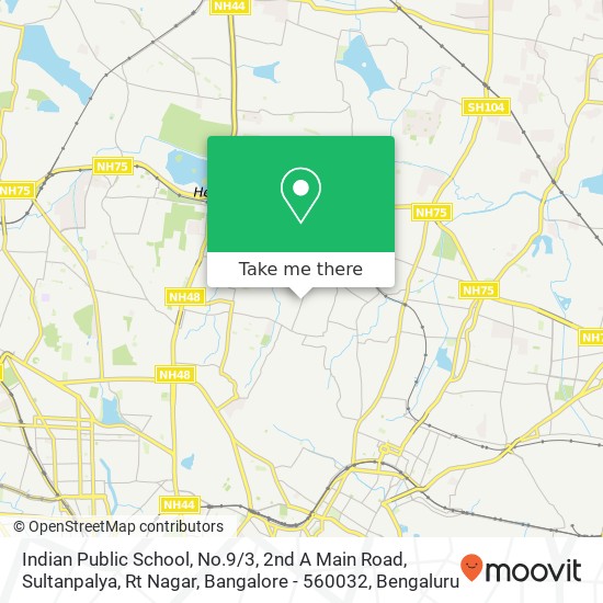 Indian Public School, No.9 / 3, 2nd A Main Road, Sultanpalya, Rt Nagar, Bangalore - 560032 map