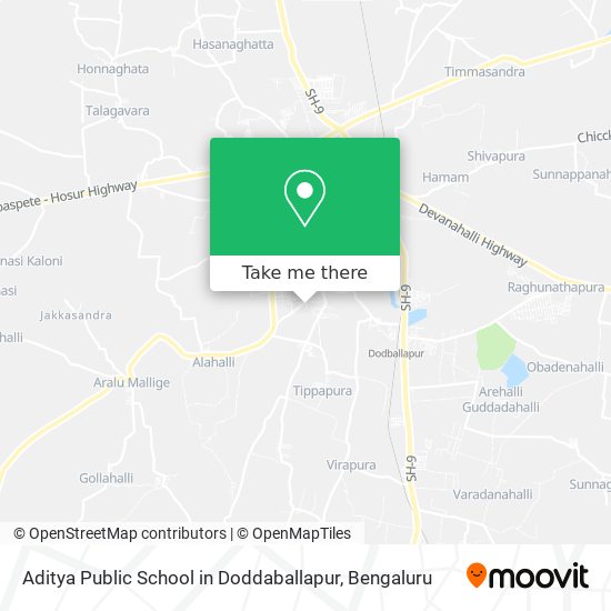 Aditya Public School in Doddaballapur map