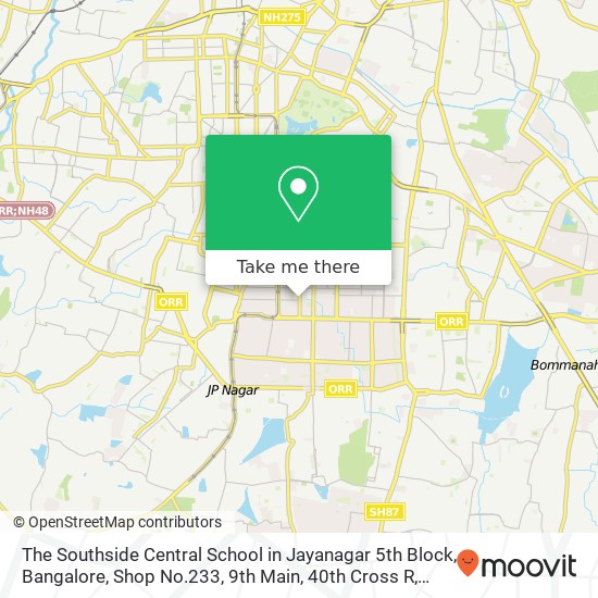 The Southside Central School in Jayanagar 5th Block, Bangalore, Shop No.233, 9th Main, 40th Cross R map