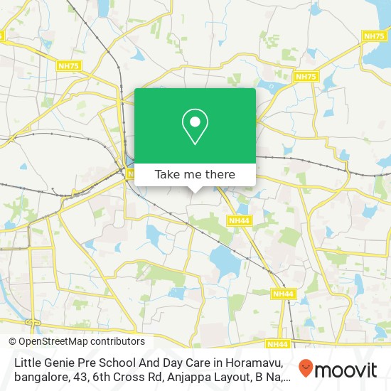 Little Genie Pre School And Day Care in Horamavu, bangalore, 43, 6th Cross Rd, Anjappa Layout, B Na map