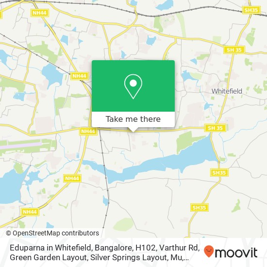 Eduparna in Whitefield, Bangalore, H102, Varthur Rd, Green Garden Layout, Silver Springs Layout, Mu map