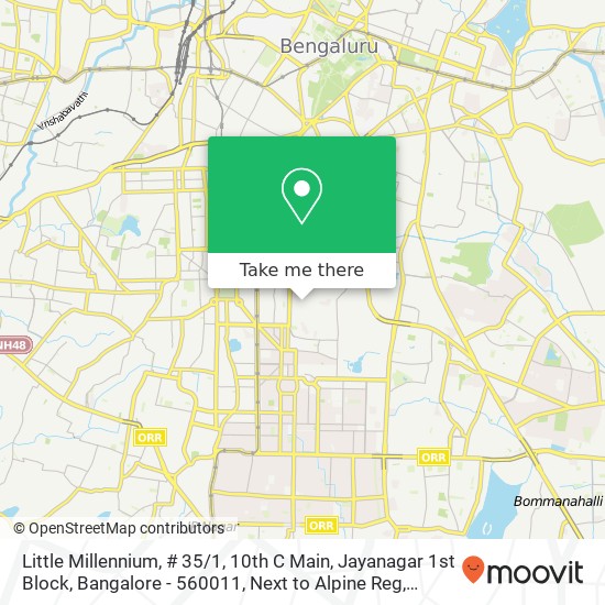 Little Millennium, # 35 / 1, 10th C Main, Jayanagar 1st Block, Bangalore - 560011, Next to Alpine Reg map