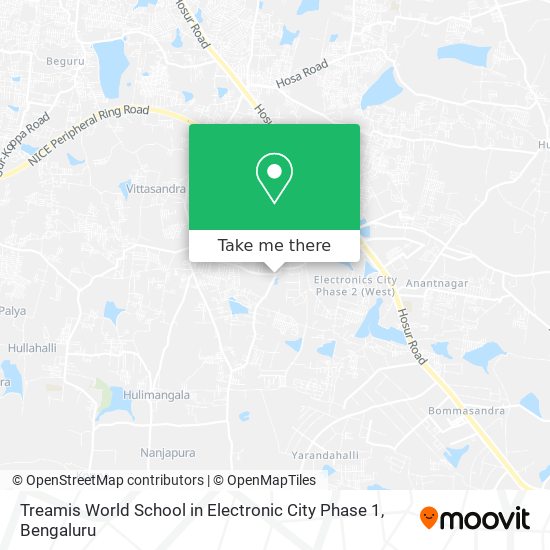 Treamis World School in Electronic City Phase 1 map