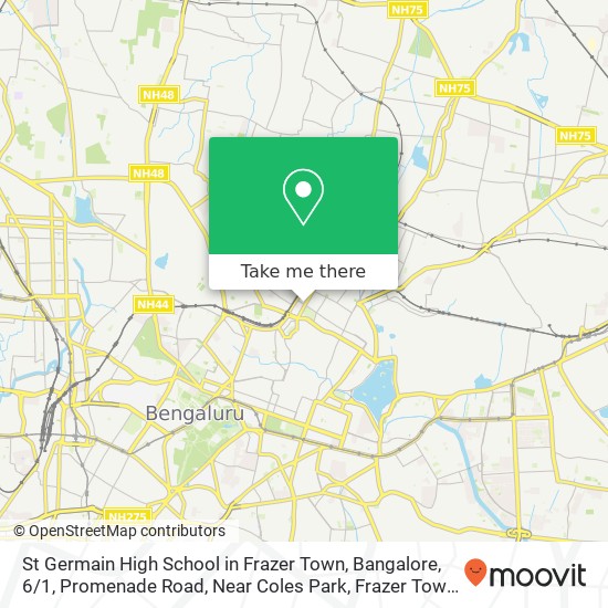 St Germain High School in Frazer Town, Bangalore, 6 / 1, Promenade Road, Near Coles Park, Frazer Town map