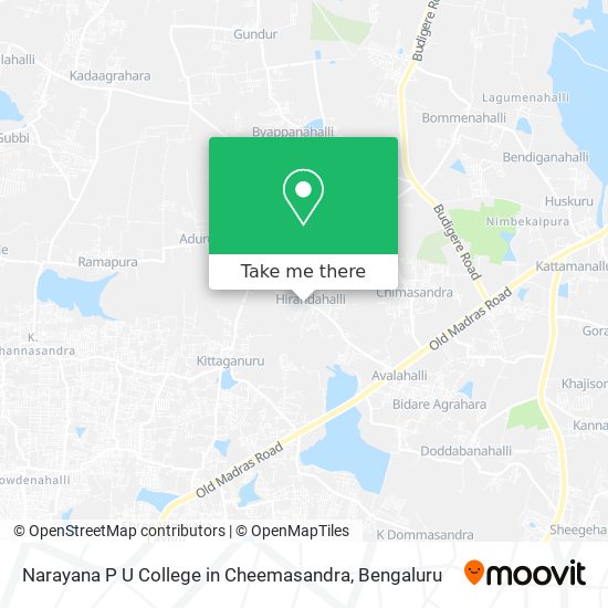 Narayana P U College in Cheemasandra map