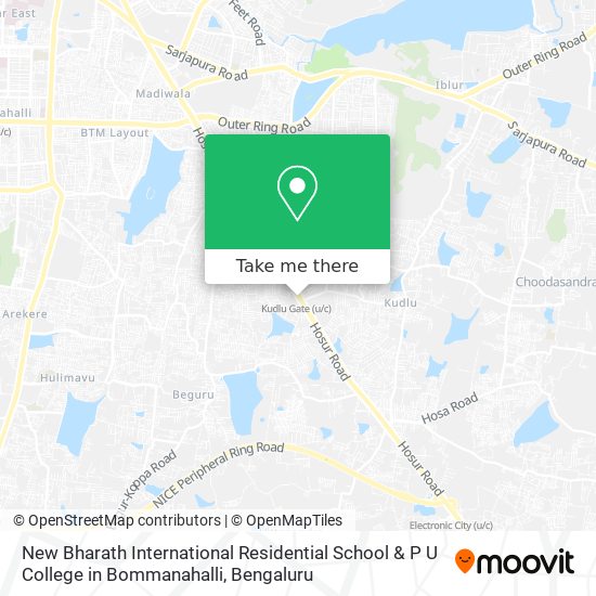 New Bharath International Residential School & P U College in Bommanahalli map