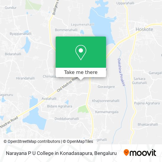 Narayana P U College in Konadasapura map
