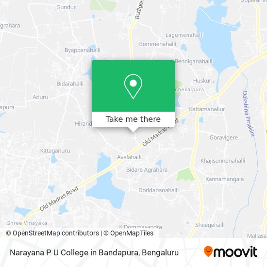 Narayana P U College in Bandapura map