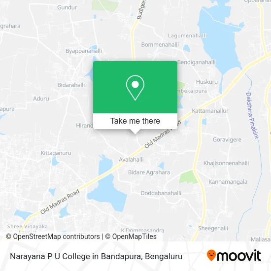 Narayana P U College in Bandapura map