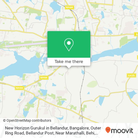New Horizon Gurukul in Bellandur, Bangalore, Outer Ring Road, Bellandur Post, Near Marathalli, Behi map