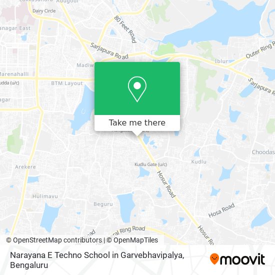 Narayana E Techno School in Garvebhavipalya map