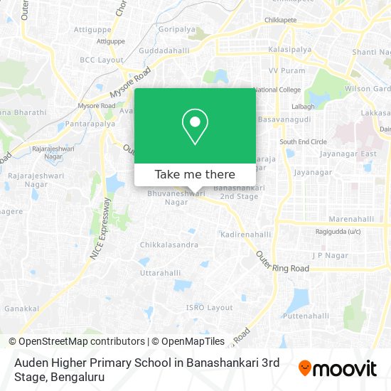 Auden Higher Primary School in Banashankari 3rd Stage map