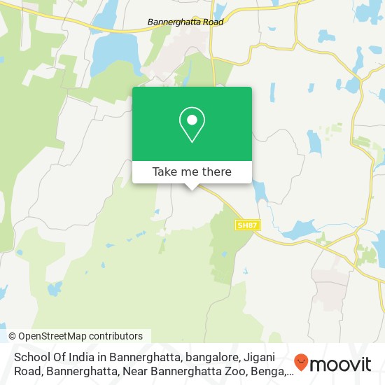 School Of India in Bannerghatta, bangalore, Jigani Road, Bannerghatta, Near Bannerghatta Zoo, Benga map