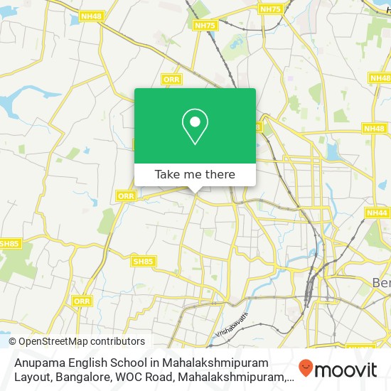 Anupama English School in Mahalakshmipuram Layout, Bangalore, WOC Road, Mahalakshmipuram, Basaveshw map