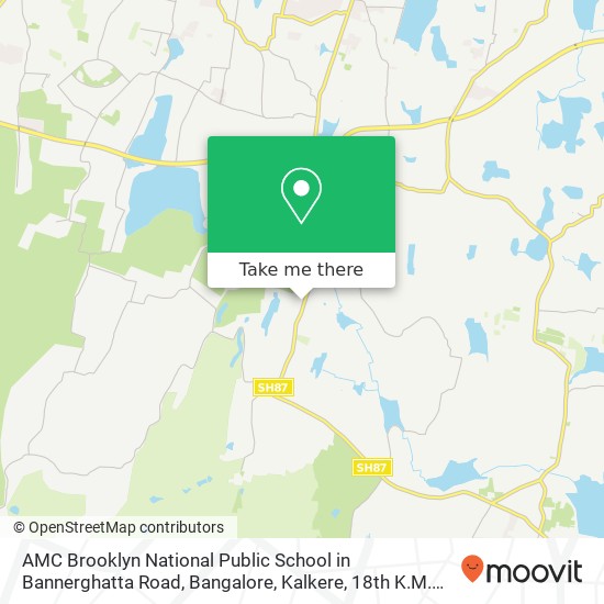 AMC Brooklyn National Public School in Bannerghatta Road, Bangalore, Kalkere, 18th K.M. Bannerghatt map