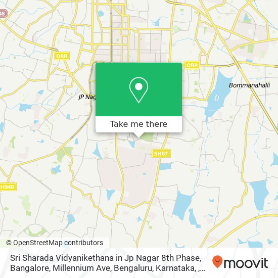 Sri Sharada Vidyanikethana in Jp Nagar 8th Phase, Bangalore, Millennium Ave, Bengaluru, Karnataka, map