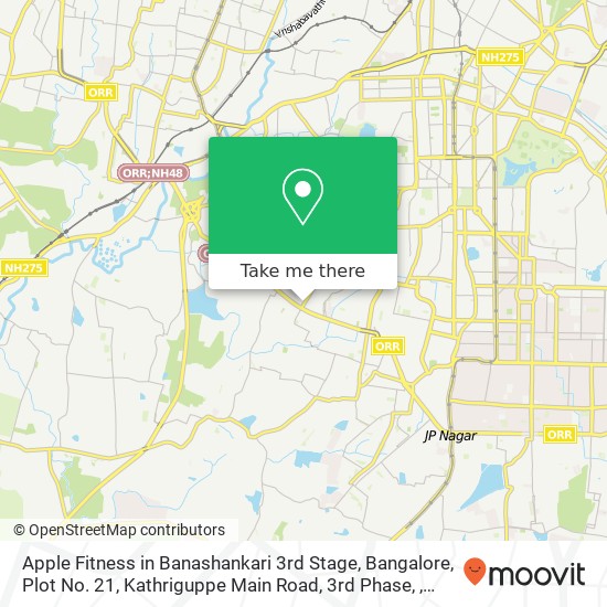 Apple Fitness in Banashankari 3rd Stage, Bangalore, Plot No. 21, Kathriguppe Main Road, 3rd Phase, map