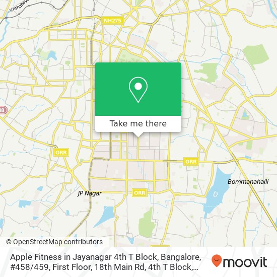 Apple Fitness in Jayanagar 4th T Block, Bangalore, #458 / 459, First Floor, 18th Main Rd, 4th T Block map