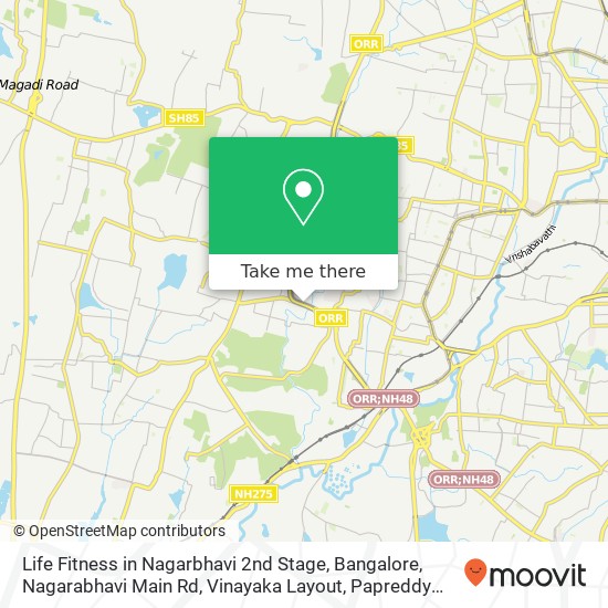 Life Fitness in Nagarbhavi 2nd Stage, Bangalore, Nagarabhavi Main Rd, Vinayaka Layout, Papreddy Pal map