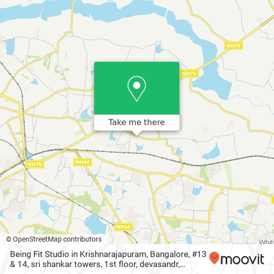 Being Fit Studio in Krishnarajapuram, Bangalore, #13 & 14, sri shankar towers, 1st floor, devasandr map