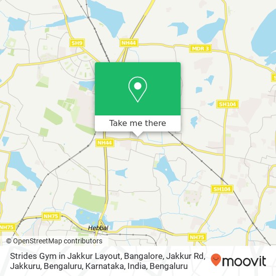 Strides Gym in Jakkur Layout, Bangalore, Jakkur Rd, Jakkuru, Bengaluru, Karnataka, India map