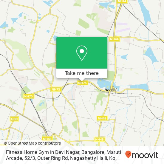 Fitness Home Gym in Devi Nagar, Bangalore, Maruti Arcade, 52 / 3, Outer Ring Rd, Nagashetty Halli, Ko map