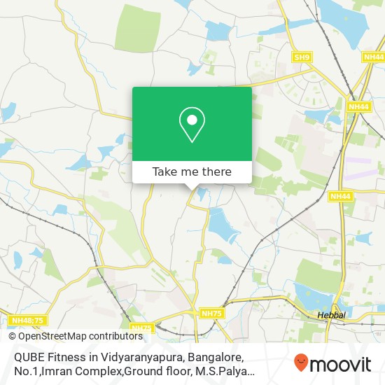 QUBE Fitness in Vidyaranyapura, Bangalore, No.1,Imran Complex,Ground floor, M.S.Palya Circle,Vidyar map