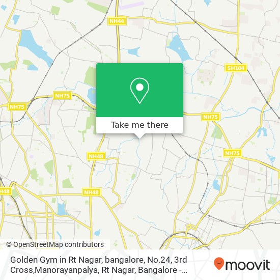 Golden Gym in Rt Nagar, bangalore, No.24, 3rd Cross,Manorayanpalya, Rt Nagar, Bangalore - 560032, N map