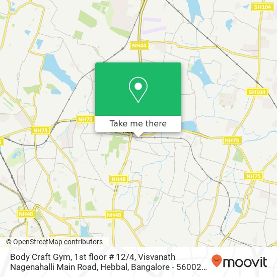 Body Craft Gym, 1st floor # 12 / 4, Visvanath Nagenahalli Main Road, Hebbal, Bangalore - 560024, durg map