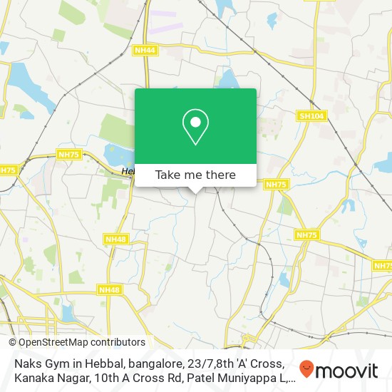 Naks Gym in Hebbal, bangalore, 23 / 7,8th 'A' Cross, Kanaka Nagar, 10th A Cross Rd, Patel Muniyappa L map