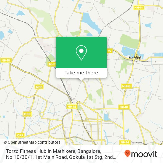 Torzo Fitness Hub in Mathikere, Bangalore, No.10 / 30 / 1, 1st Main Road, Gokula 1st Stg, 2nd Phase, Op map