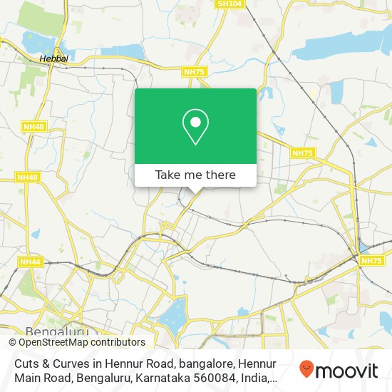 Cuts & Curves in Hennur Road, bangalore, Hennur Main Road, Bengaluru, Karnataka 560084, India map