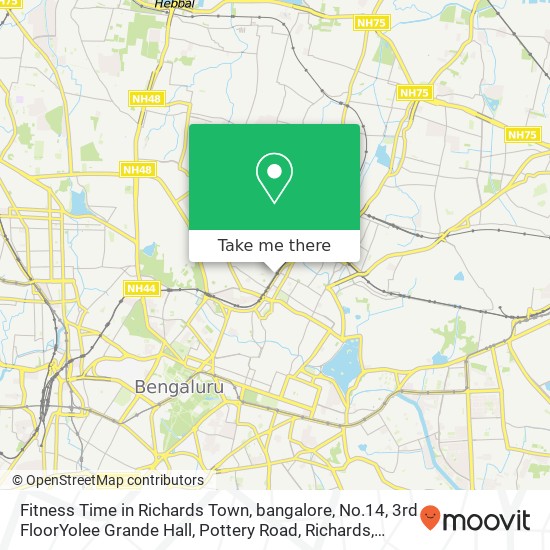 Fitness Time in Richards Town, bangalore, No.14, 3rd FloorYolee Grande Hall, Pottery Road, Richards map