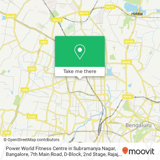 Power World Fitness Centre in Subramanya Nagar, Bangalore, 7th Main Road, D-Block, 2nd Stage, Rajaj map