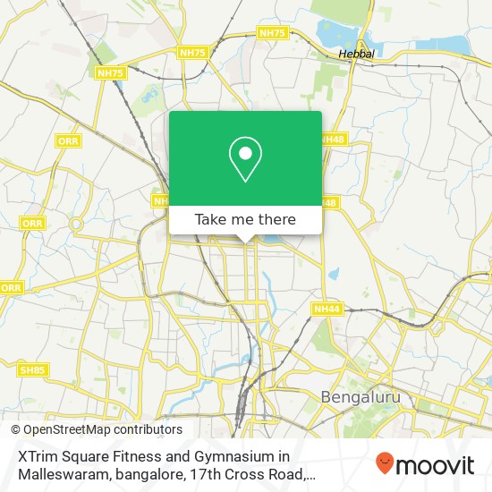 XTrim Square Fitness and Gymnasium in Malleswaram, bangalore, 17th Cross Road, Ranganathapura, Mall map