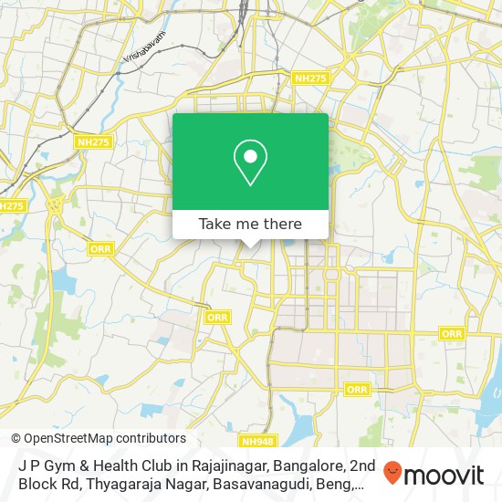 J P Gym & Health Club in Rajajinagar, Bangalore, 2nd Block Rd, Thyagaraja Nagar, Basavanagudi, Beng map