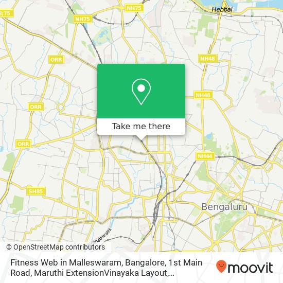Fitness Web in Malleswaram, Bangalore, 1st Main Road, Maruthi ExtensionVinayaka Layout, Malleshwara map