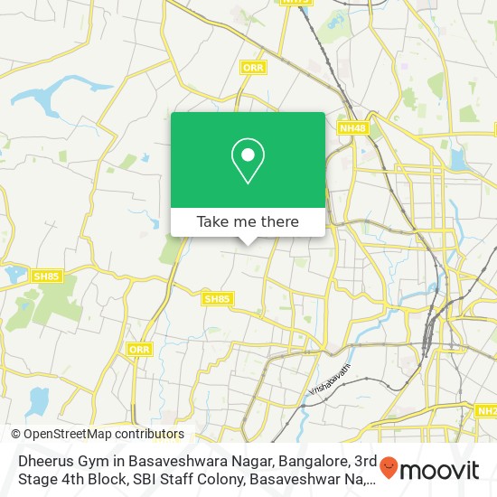 Dheerus Gym in Basaveshwara Nagar, Bangalore, 3rd Stage 4th Block, SBI Staff Colony, Basaveshwar Na map