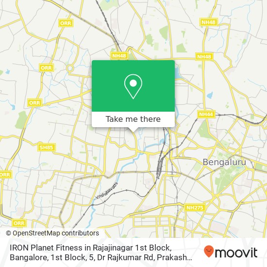 IRON Planet Fitness in Rajajinagar 1st Block, Bangalore, 1st Block, 5, Dr Rajkumar Rd, Prakash Naga map