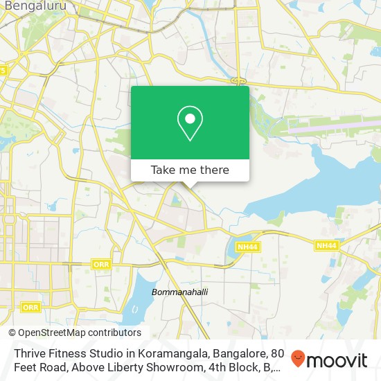 Thrive Fitness Studio in Koramangala, Bangalore, 80 Feet Road, Above Liberty Showroom, 4th Block, B map