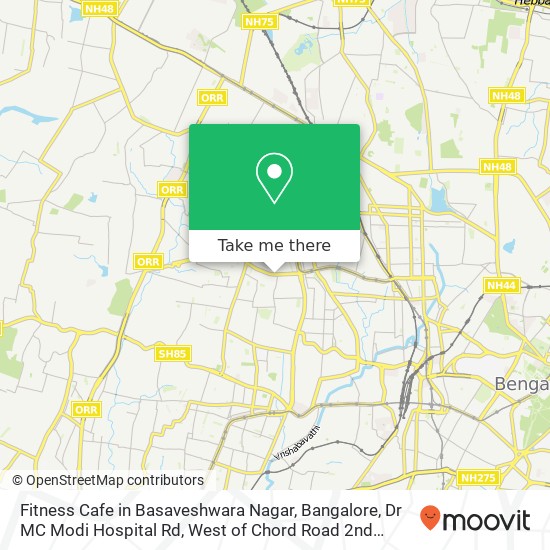 Fitness Cafe in Basaveshwara Nagar, Bangalore, Dr MC Modi Hospital Rd, West of Chord Road 2nd Stage map
