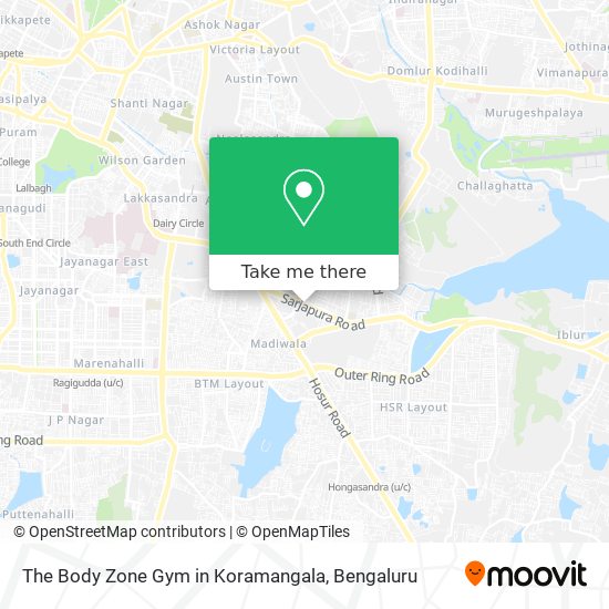 The Body Zone Gym in Koramangala map