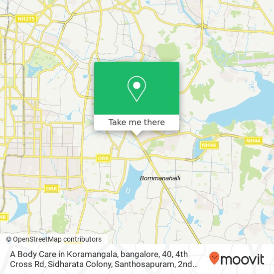 A Body Care in Koramangala, bangalore, 40, 4th Cross Rd, Sidharata Colony, Santhosapuram, 2nd Block map